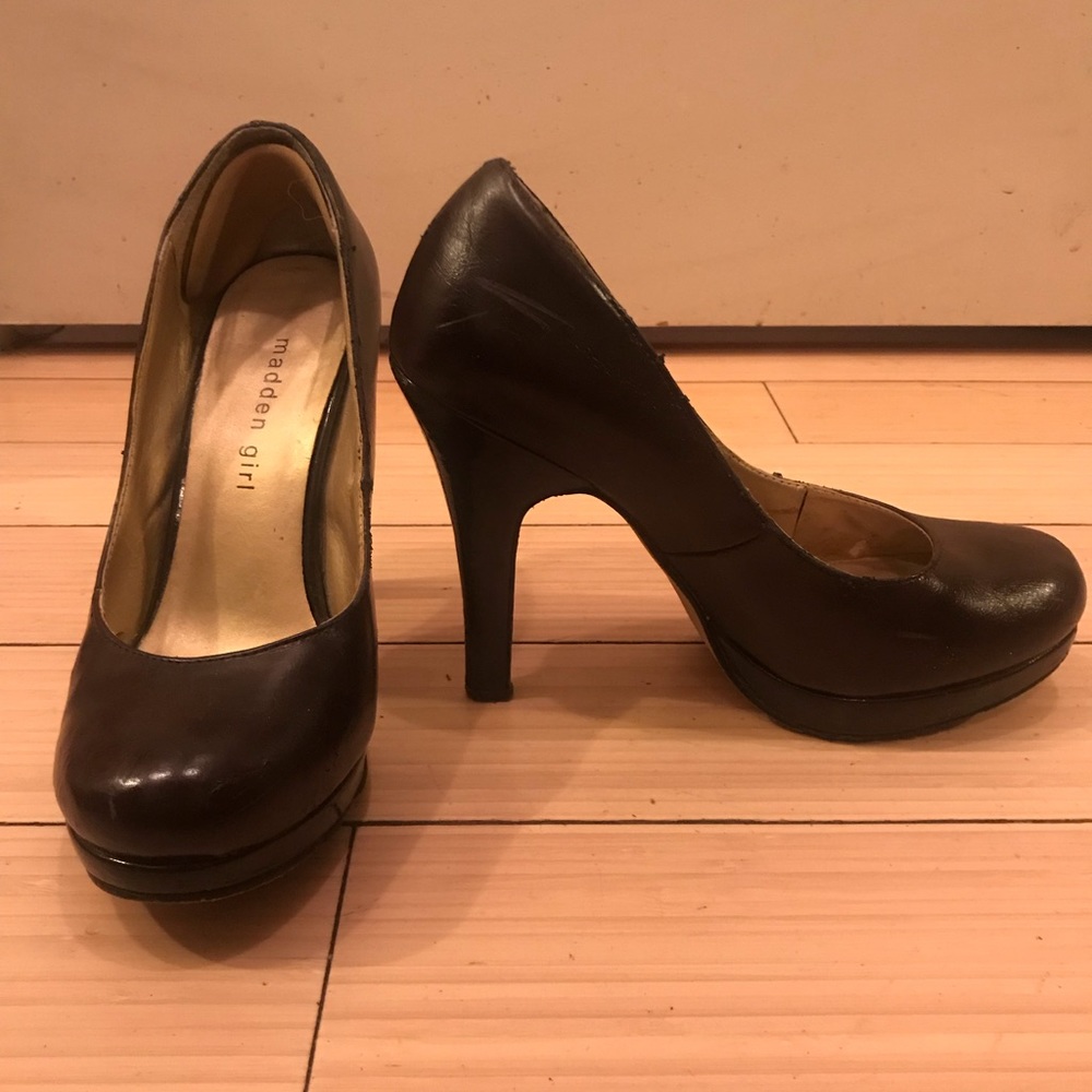 Steve Madden Dark Brown Leather Platforms